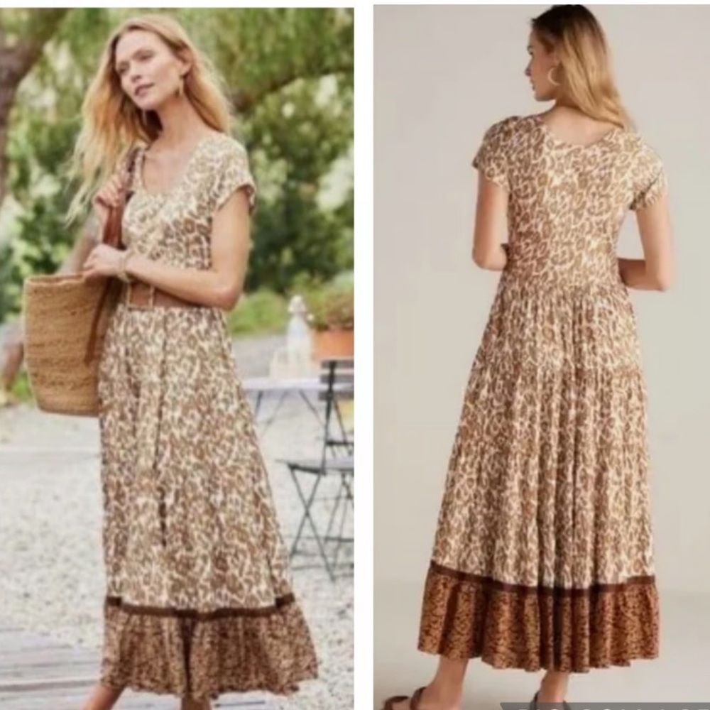 Soft Surroundings Brown Animal Print Maxi Dress #P00